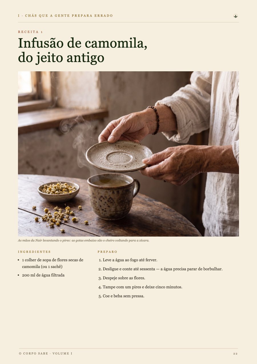 Recipe page from the book: chamomile infusion.